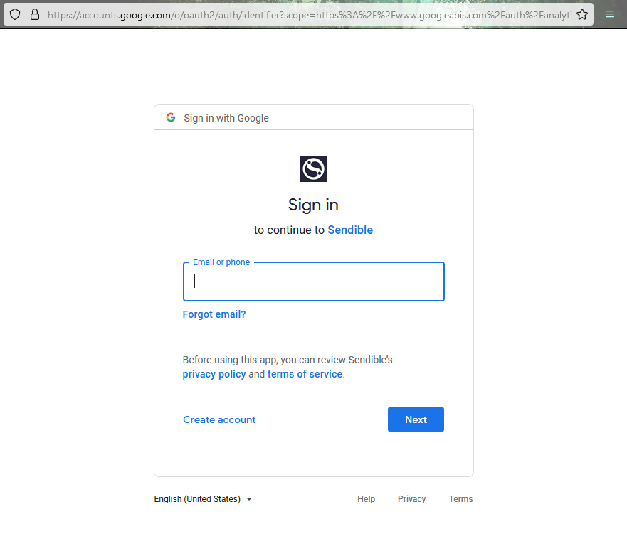 The login screen for a Google account