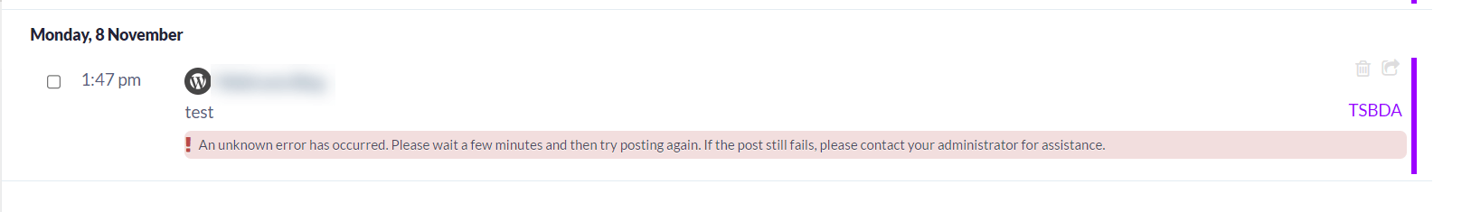 Error message on a webpage interface.